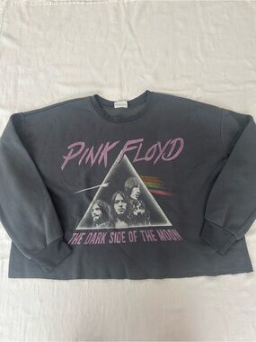 Pink Floyd Dark Side of the Moon Graphic Sweatshirt Womens Large Cropped Fleece